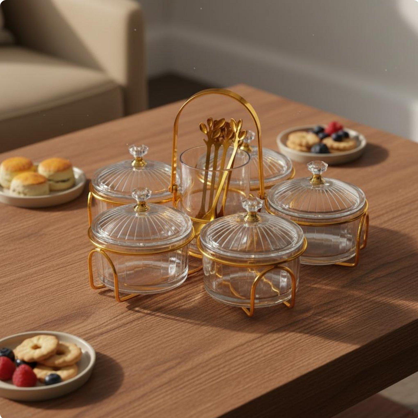 Divided Glass Serving Dish FoodGrade Material Compartment Snack Platter With Lids