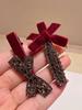 2 Pezzi Dolci Fiocchi Strass Mollette per Capelli Ragazze Kawaii Carino Copricapo Fiocco di Velluto Mollette a Becco d'Anatra Bambini Mollette Laterali Forcina per Capelli Frangia