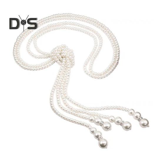 

Цепочка для свитера из искусственного жемчуга, однослойная/двухслойная, из сплава, с узлом, регулируемая, для одежды, для свиданий, выпускного вечера, украшения для одежды, ожерелье 2