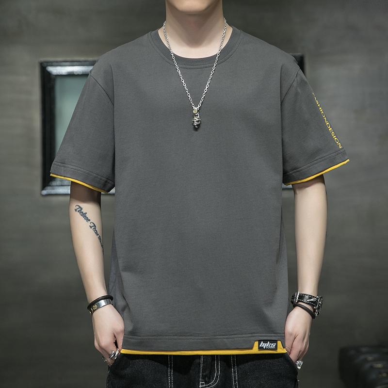 Solid Color  Cotton Men T Shirt Hip-Hop Cotton T-shirt O-neck Summer Male Causal Tshirts Fashion Loose Tees