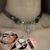 Y2K Gothic Multilayer Retro Brown Faux Leather Rivet Pendant Necklace Women Delicate Choker Star Black Heart Punk Jewelry