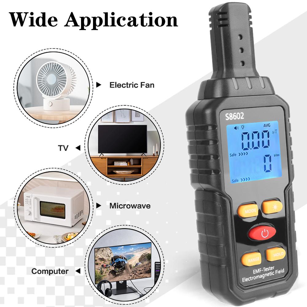 Digital 3 In 1 Portable Electromagnetic Field Radiation Detector EMF Tester Electromagnetic Field Temperature Test 3 LED Indicator Light