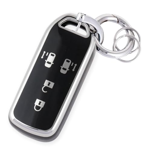 

[HOYZE] Чехол для ключа N-BOX, крышка для ключа, милый чехол для смарт-ключа NBOX, держатель для ключей-карабин (серебристо-черный)