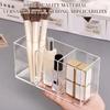 Acrylic 3-Compartment Makeup Organizer, Transparent Plastic Makeup Brush Holder, Bathroom Storage Solution for Makeup Brushes