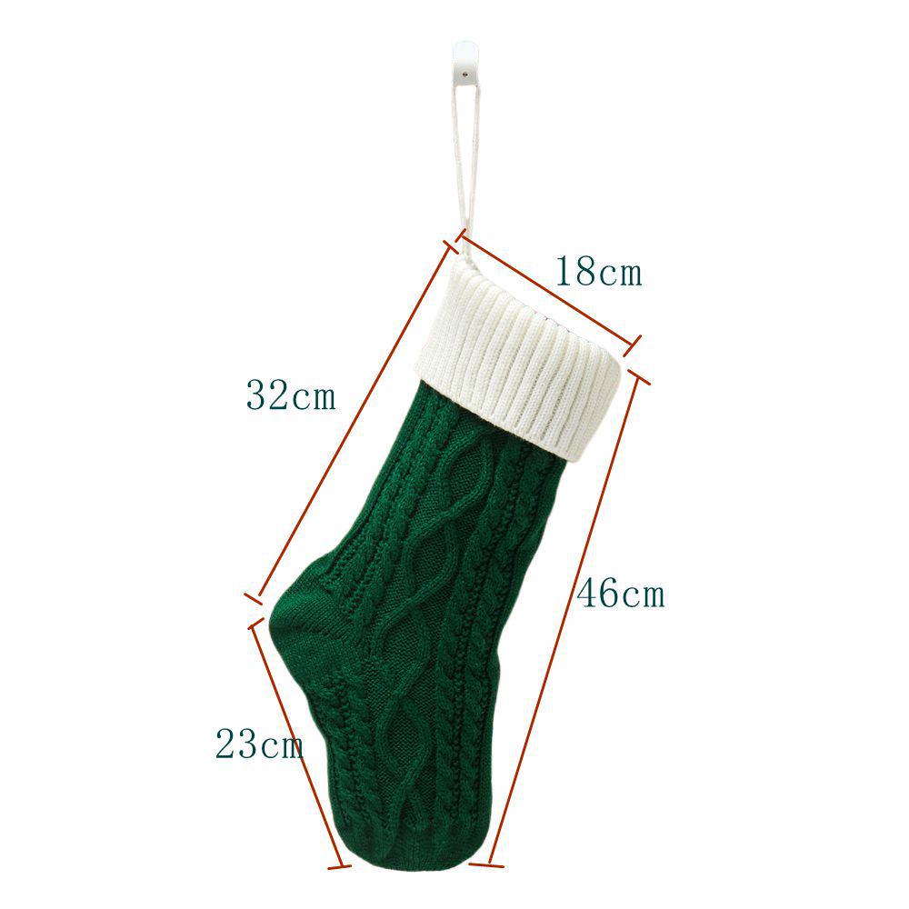 New Colorblock Knit Wool Christmas Ornaments & Kids' Bedside Stocking Gift Bag