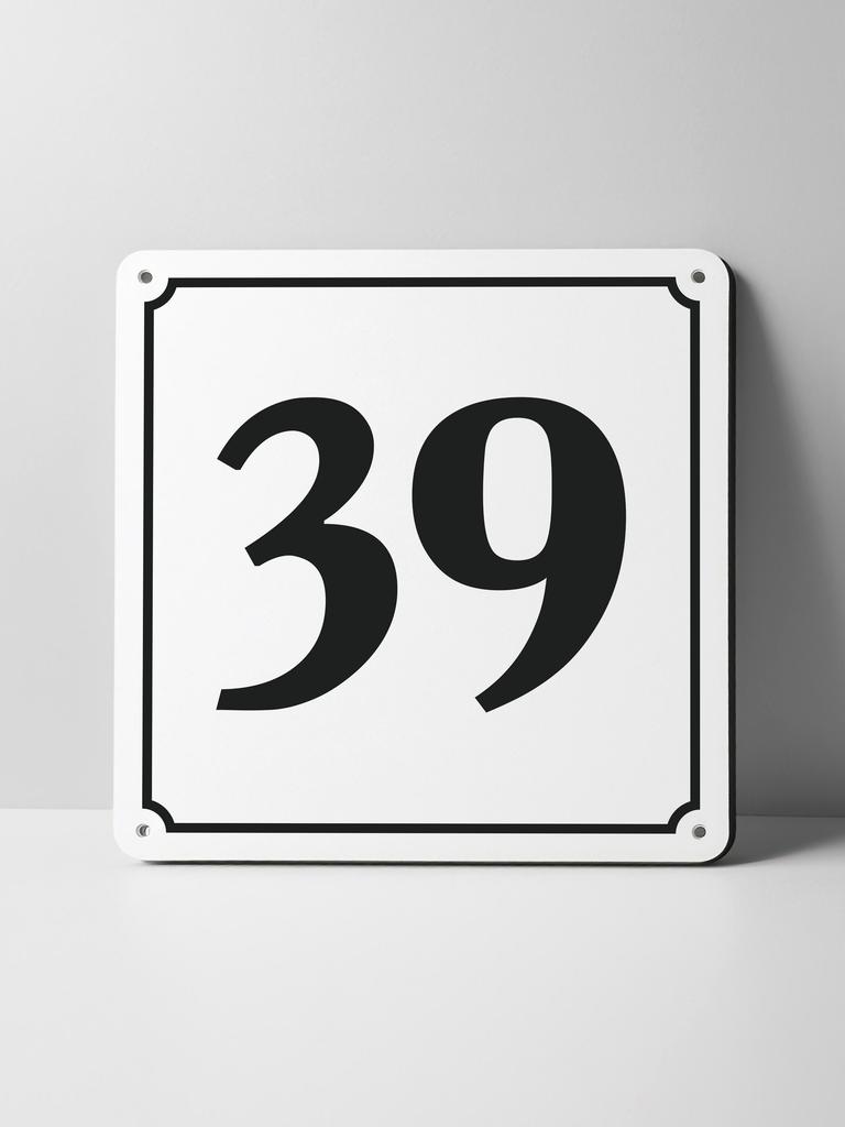 Metal Sign Black House Number On White Background Outdoor Wall Art Decor