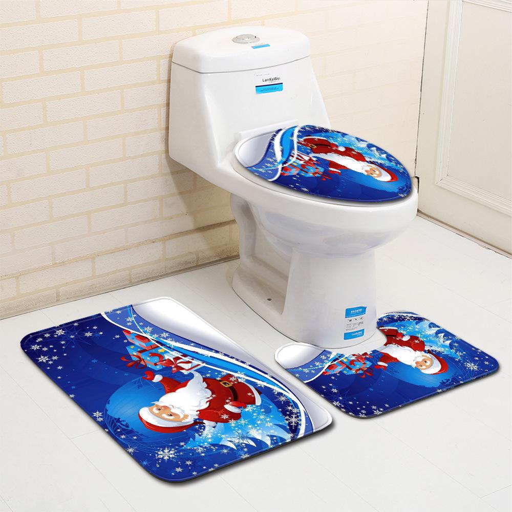 Christmas Bathroom Floor Mat Toilet Three-Piece Set