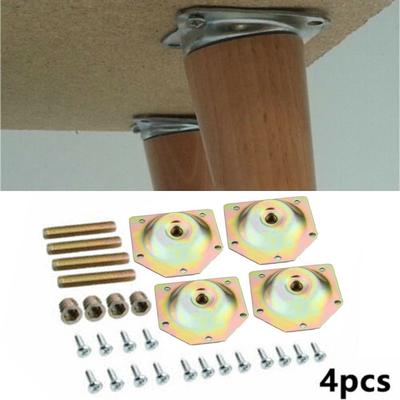 4 Pcs Angled Wood Legs Fixing Plate Bracket Furniture Table Feet Set W/Screws For Home Decoration Furniture Accessories