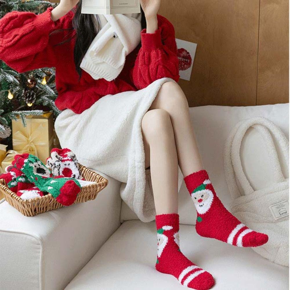 Elch Weihnachtsstrümpfe Weihnachtsmann Boden Schlaf Socken Bequeme Damen Strumpfwaren Damen