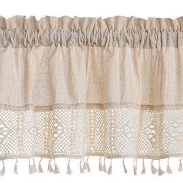 Cortina Curta de Renda de Linho e Algodão, Cortina Divisória com Franjas de Borla, Painel Bloqueador de Luz para Janela Pequena, Bainha para Varão Decoração de Casa