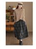 In-Stock Autumn 2025 Women's Warm A-line Woolen Plaid Mid-length Skirt