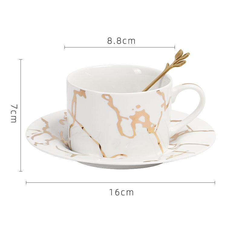 Gilded Marble Texture Ceramic Cup&saucer Dining Table Coffee Cup Milk Tea Mugs Afternoon Tea Teacup Fruit Juice Container