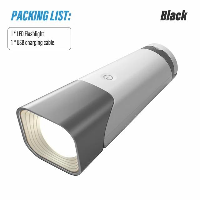 

D2 Rechargeable Flashlight Portable Reading Led Desk Lamp Work Night Light Lamp Head Can Be Rotated Three-Color Dimming Torch серый