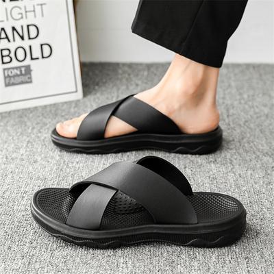 Large Size Men Slipper Fashion Outdoor Casual Beach Slides Luxury Cowhide Leather Slippers for Men Non Slip Flat Slipper Slides