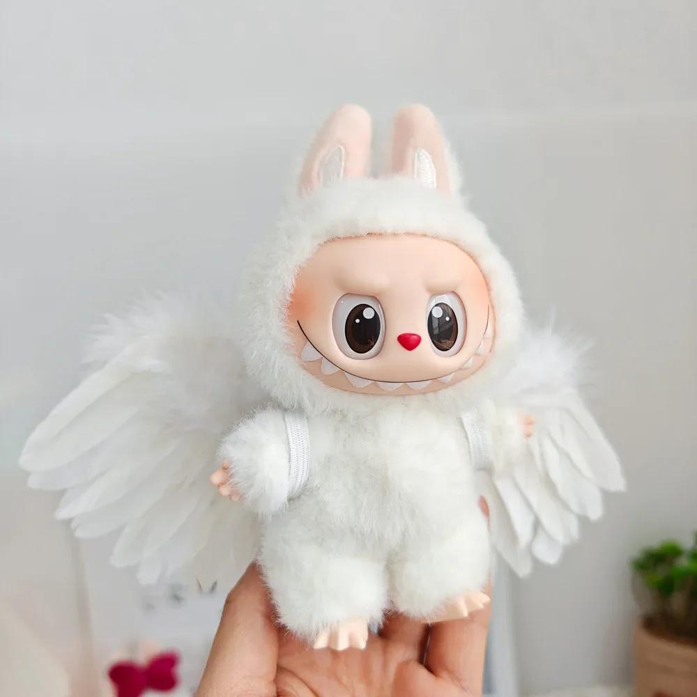 Labubu Black/White Wearable Feather Wings Dolls Clothes Outfit Accessories for 15-17cm DIY Mini Dolls Clothing Girl Gift