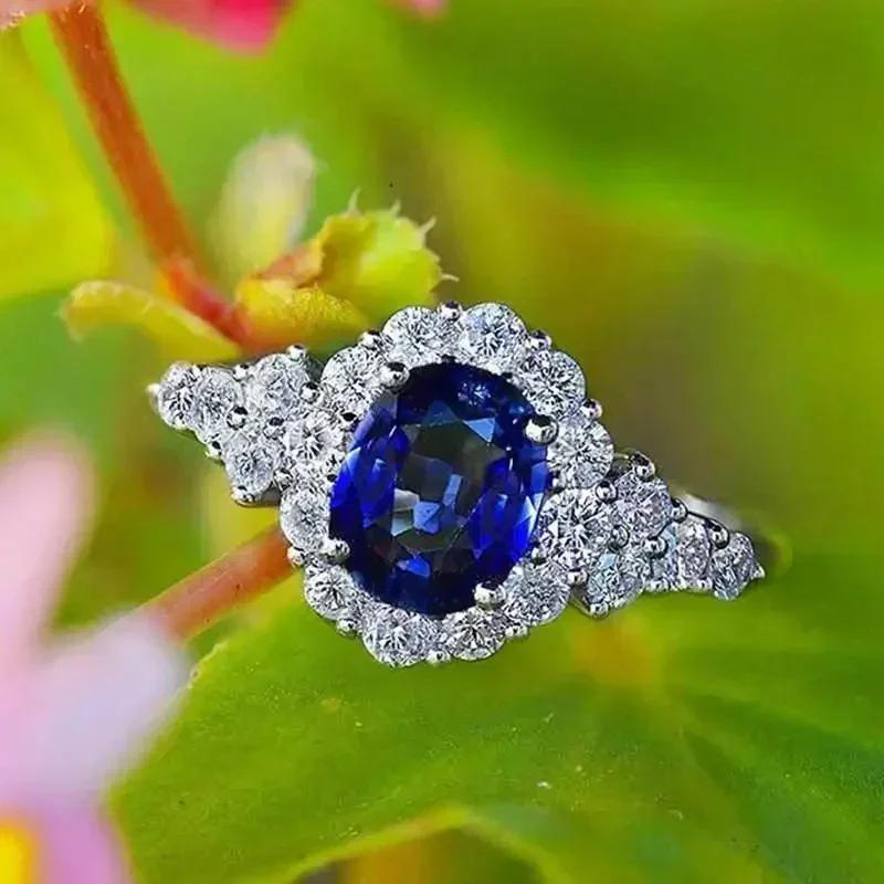 2026 New Blue Cube Zircon Attends Banquet Ring Fashionable, Elegant, High End Women's Bridal Luxury Inlaid Jewelry Accessories