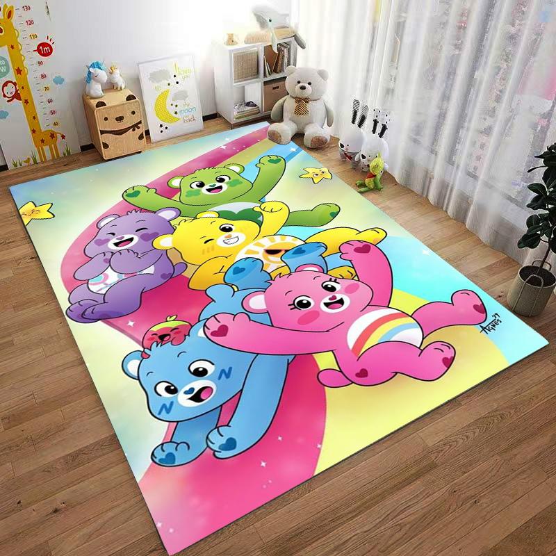 Colorful Cartoon Bears Carpet with Rainbow and Star Design Suitable for Use As an Anti-slip for Living Room Bedroom Sofas