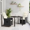 VidaXL 3-Piece Garden Dining Set with Black Poly Rattan Cushions 3379534
