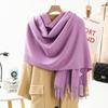 Wool Cashmere Feel Scarf Autumn and Winter Versatile Solid Color Scarf Women's Winter High End Imitation Cashmere Scarf