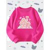 Adorable Cartoon Gingerbread House Print Long Sleeve Crewneck Sweatshirt for Kids, Unisex Boys Girls Pullover, All-Season Round Neck Top