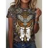 Fashion Women's Crew Neck T-Shirt Crew Neck Short Sleeve 3D Color Printing