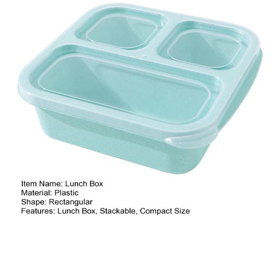 Lunch Box Portable Three-Compartment Food Storage Container Dust-Proof Reusable Storage Box