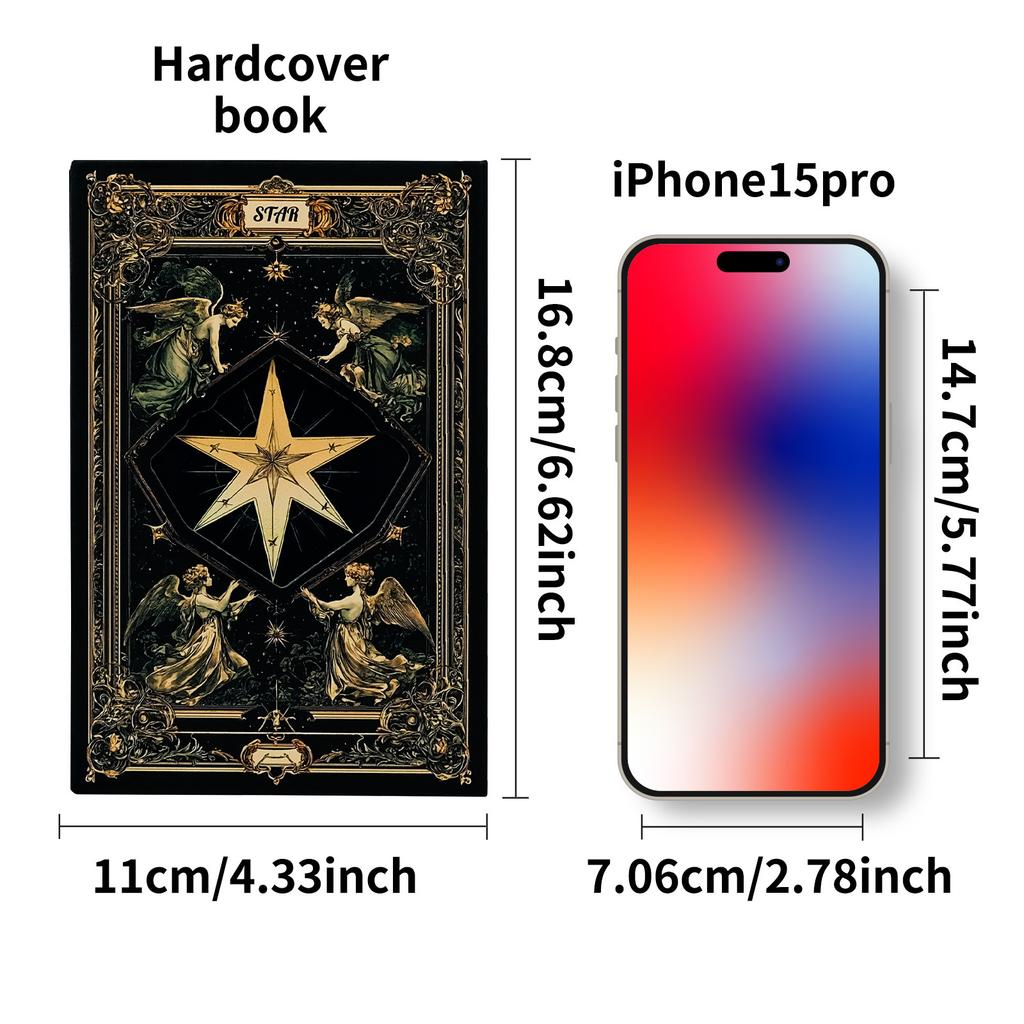 Retro Tarot Thema Hochwertiges Notizbuch Personalisiertes Schwarzgoldenes Hartledercover Tragbares Notizbuch