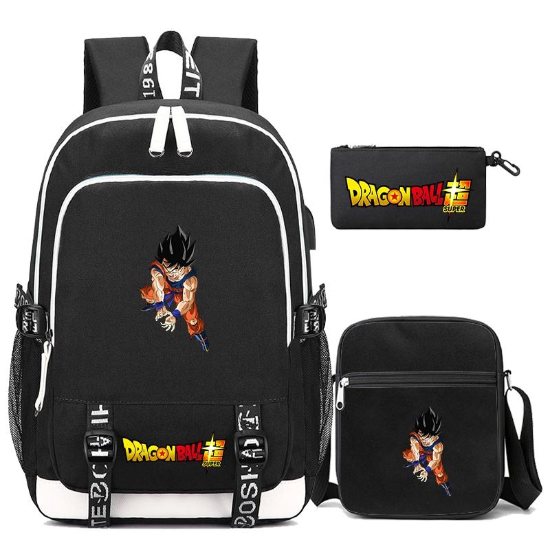 3Pcs/set Dragon Ball Printed Bag Laptop Backpack Messenger Bag for Girl Boy Teenager Schoolbag Men Women Leisure Travel Leisure Bag Rucksack Mochila
