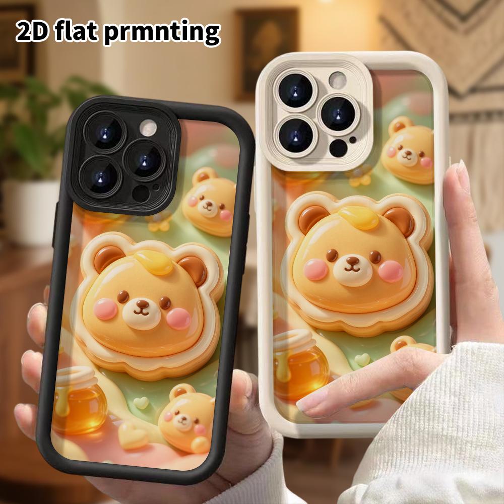 Phone Case: 2D Flat Design, Fits iPhone 18 17 16 15 14 13 Pro, Honey Bear Cookie, Perfect Christmas and Halloween Holiday Gift