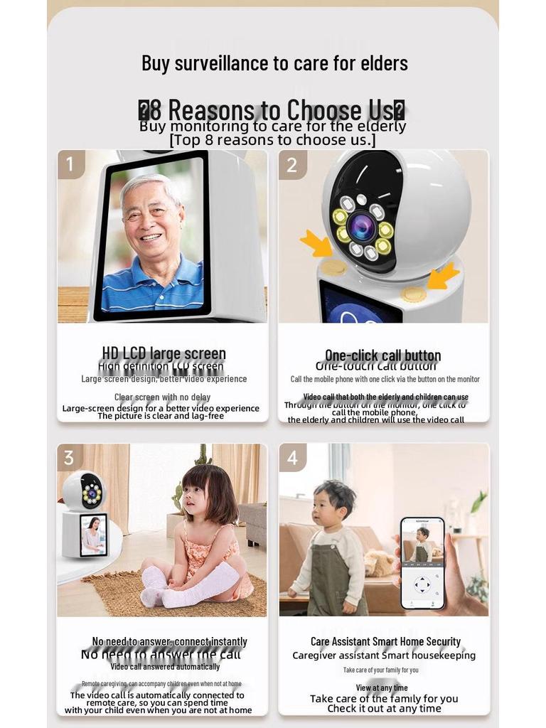 Ultra-Clear 360° Indoor WiFi Camera with Two-Way Video for Elderly Surveillance