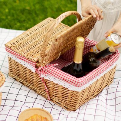Picnic Basket Lightweight Wear-Resistant Long Lasting Useful Camping Woven Food Party Supplies
