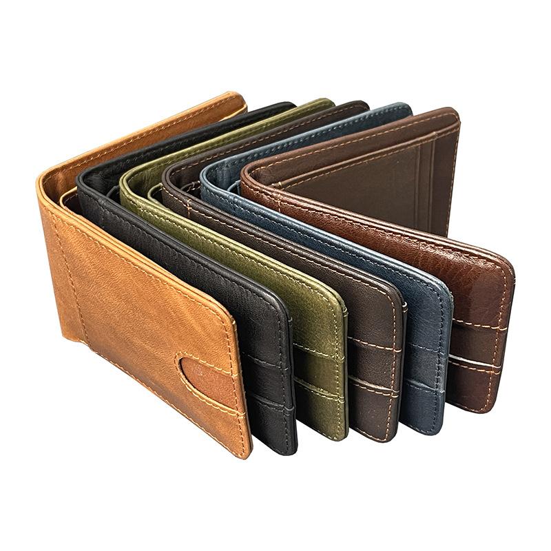 Geestock Leather Men's Wallet Retro Casual Short Oil Wax Leather Wallet Clip Card Bag Lightweight Card Holder Coin Purse Daily