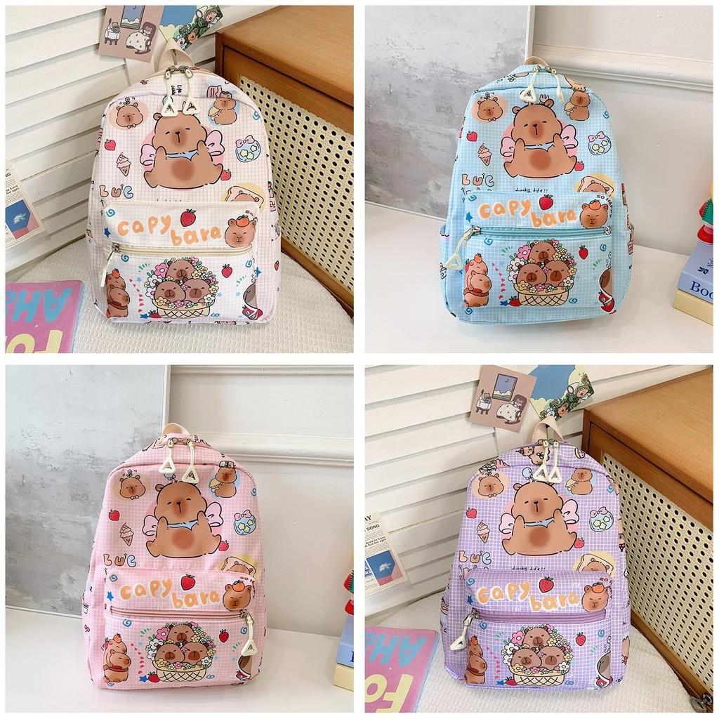 Cheerful And Bright Capybara Kindergarten Kid Nylon Cartoonish Backpack Printing