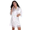 Women's high-end diamond-encrusted Bride lace cardigan wedding robe, European and American style silk bridal makeup morning robe