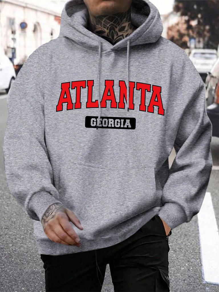 Atlanta Georgia Atlanta Georgia Stampa Felpa da Uomo Harajuku Casual Felpa con Cappuccio Moda Felpa Larga Vintage Top in Pile