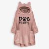 Women Fleece Embroidery Cat Ear Plus Size Hoodie Pocket Top Sweater Blouse