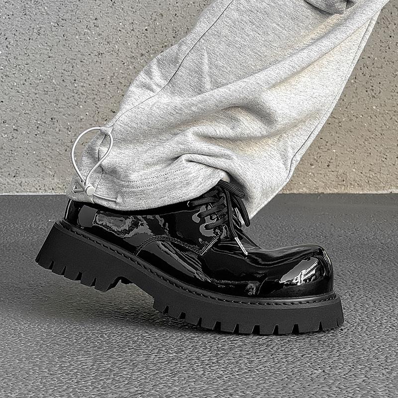 Módní italské pánské ležérní kožené boty Oxford se silnou podrážkou, prodyšná klasická nízká obuv pro volný čas, pohodlná značková obuv Derby