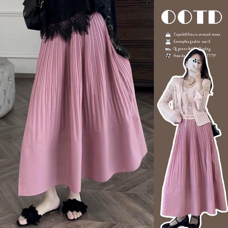 Spring/Summer High-Waisted Floral Gradient Pleated Maternity A-Line Skirt M