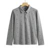 Women's Spring T-shirt New All-over Printed Long-sleeved Lapel Polo Shirt Korean Version Slim Fit Cotton Comfortable Temperament