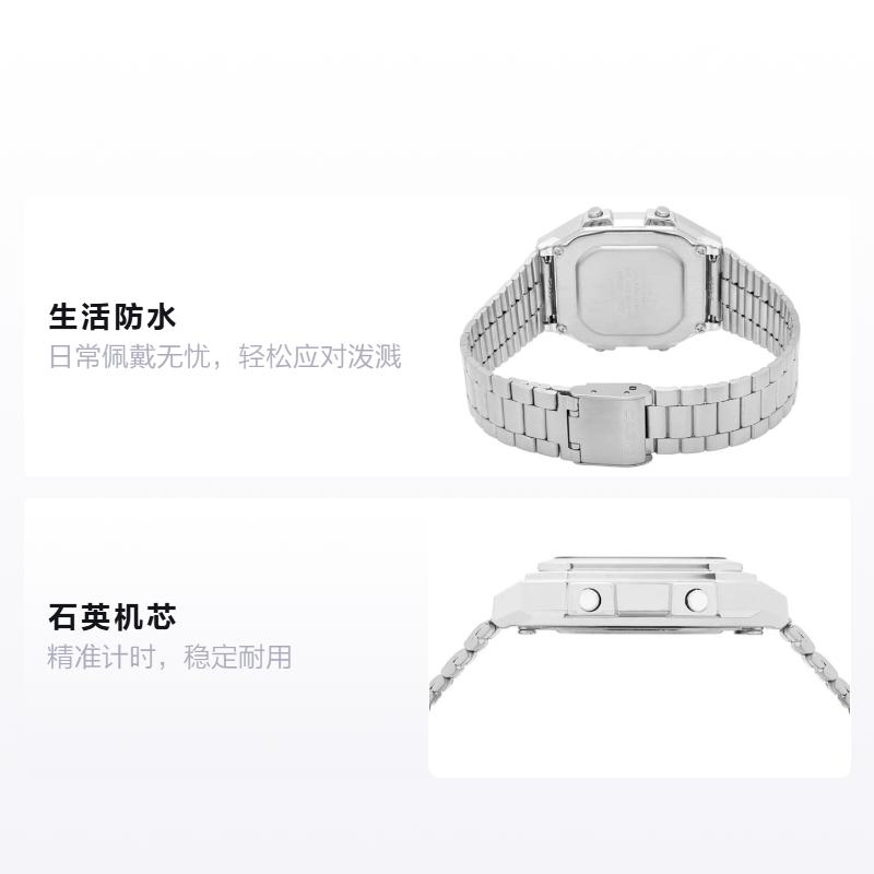 Casio STANDARD Series Retro Fashion Casual Simple Light Metal Classic Small Square Waterproof Movement Quartz Movement Stainless Steel A178WA-1AJH
