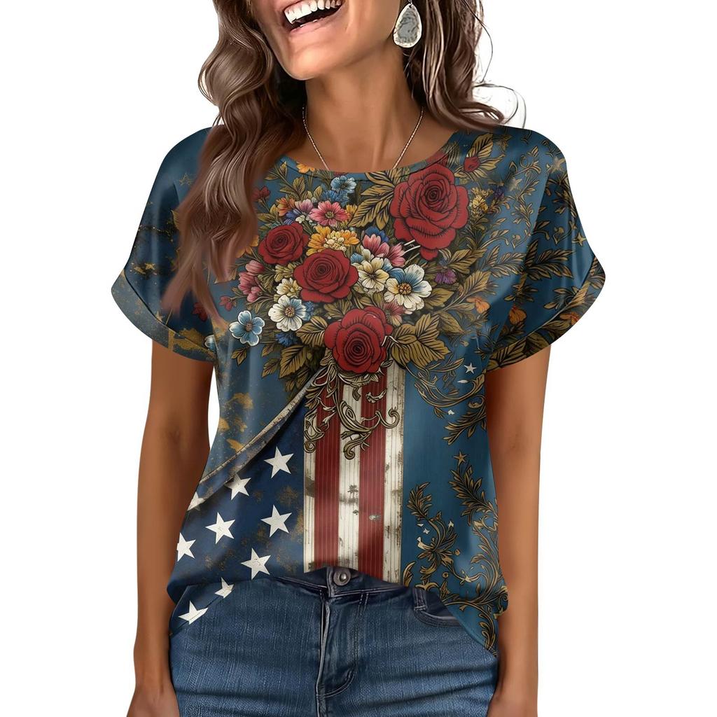 Damska Modna Casualowa Vintage Bluzka z Nadrukiem