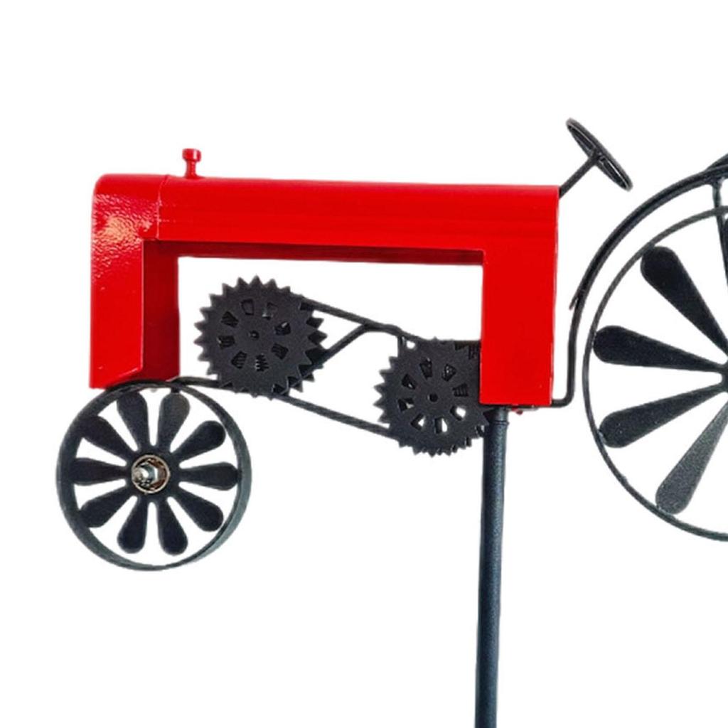 Handgefertigter Metalltraktor Gartenwindmühle Vintage Eisenkunst Skulptur Windrad Pfahl Ornament für Veranda Zuhause Rasen Hinterhof Innenbereich