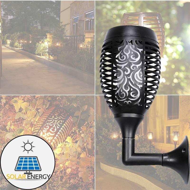 Outdoor Solar Flame Light Led Wall Torch Decoration For Patio And Garden Eu Certified