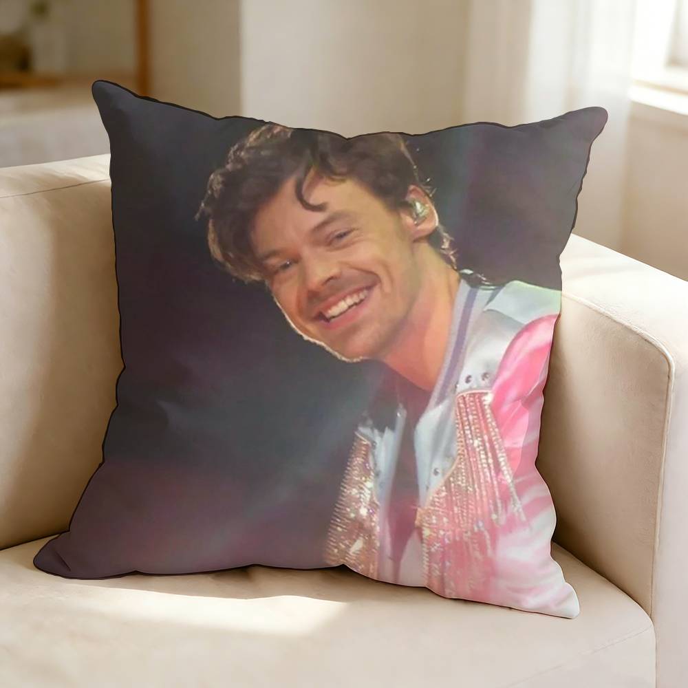 British Pop SingerSongwriter HHarry SStyles Square DoubleSided printed Pillow Case Bedroom Bedside Pillow Sofa Cushion Cover