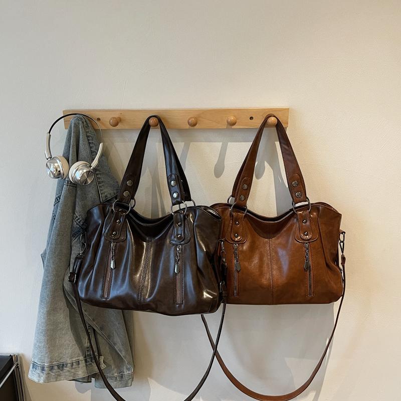 Geantă de mână pentru femei din piele moale, geantă de umăr și crossbody cu buzunare multiple, geantă de mână de zi cu zi la modă cu capacitate mare, stil vintage