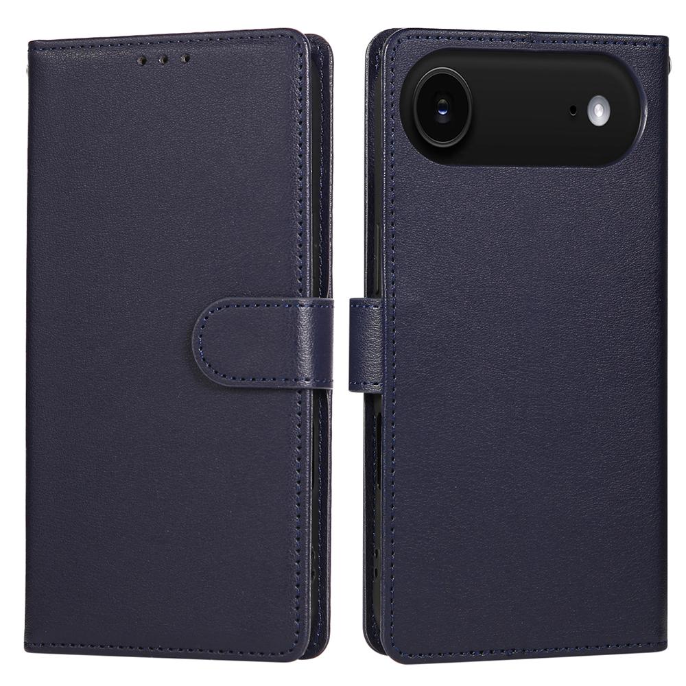 

Для iPhone 17 Чехол-книжка с подставкой для просмотра из ПУ кожи с ремешком на запястье Blue