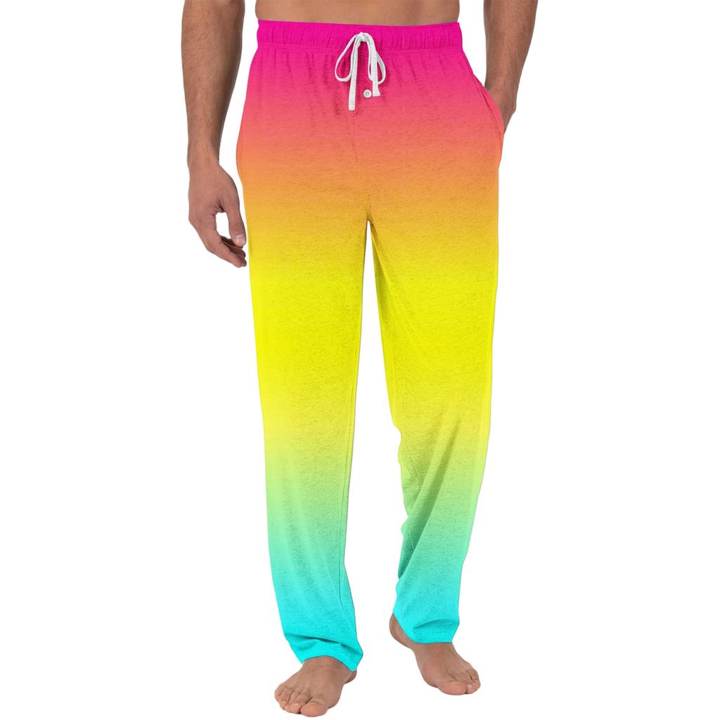 Herren Freizeit-Pyjamahose mit Taschen | Krawatte, Farbverlauf bedruckt, Leinwandbindung, lockere Passform elastischer Bund für Zuhause