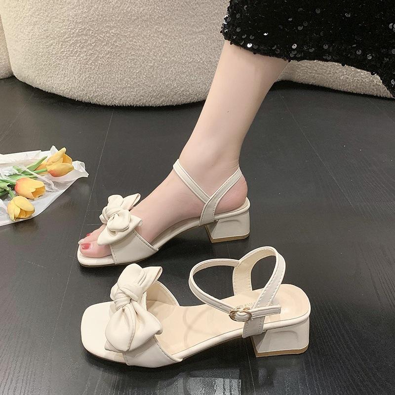 Summer Shoes Open Toe Sandals for Women's Sandals Single Shoes Women Shoes Elegant Sandals Sweet Shoes Bowknot