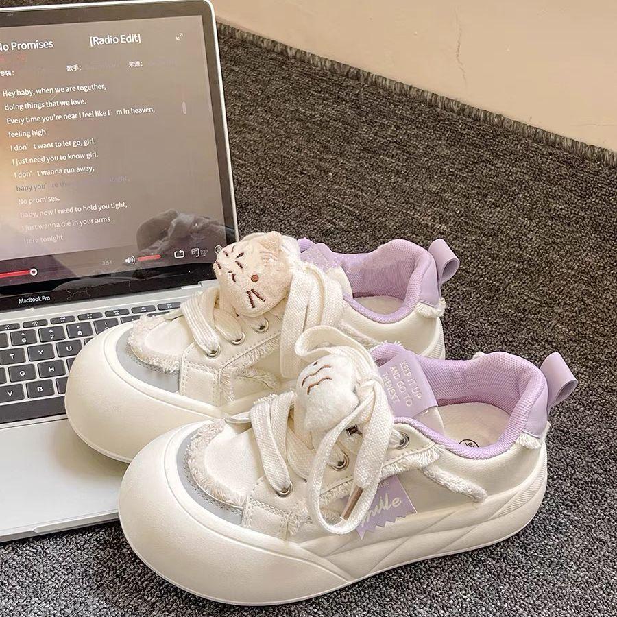 Versatile shoes niche board shoes women's new spring platform white shoes bread shoes