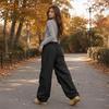 Women's High Waisted Casual Straight Leg Paneled Pants with Loose Fit for Everyday Wear